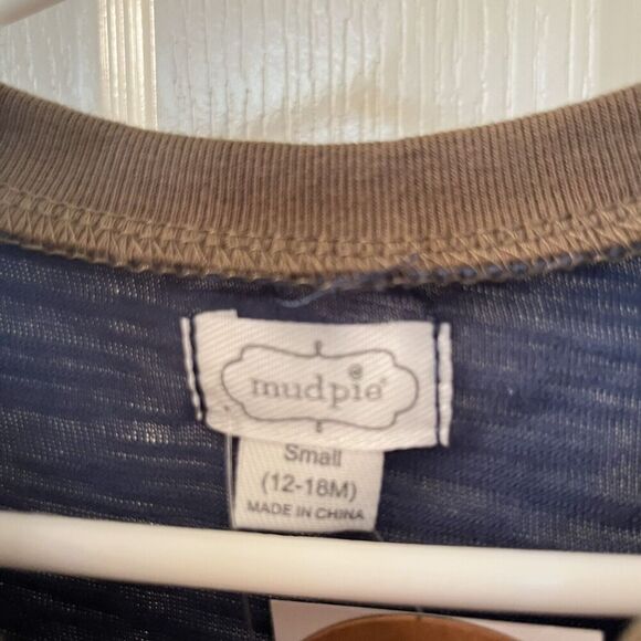 Mud Pie Game On Football Applique Tee Long Sleeve Boys Size S 12-18 Months NWT - Picture 5 of 9